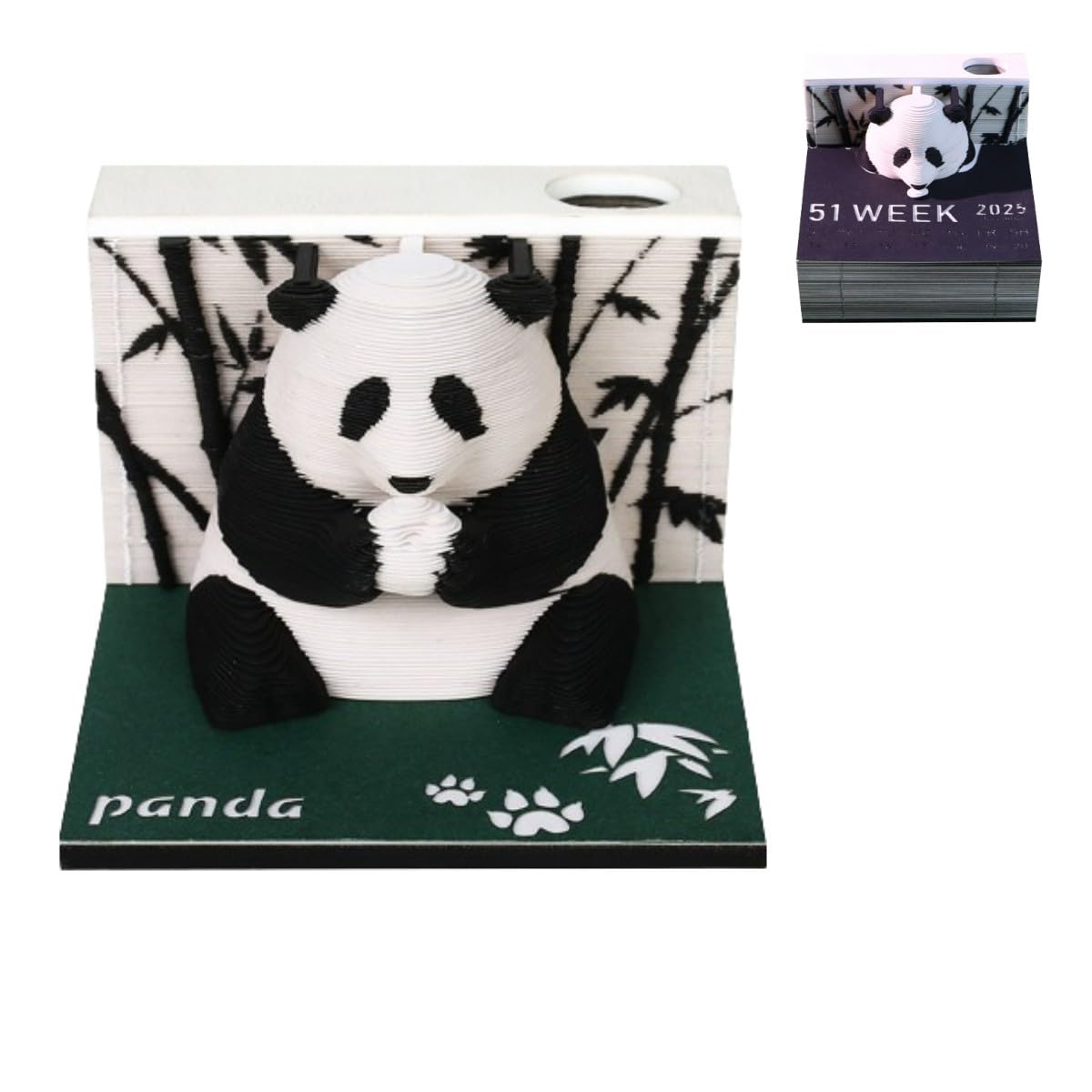 Time Piece Calendar - 2025 Desk Calendar With LED Light - 3D Calendar Paper Carving Art Memo Pad Notepad Gift for Christmas Housewarming Desktop Decoration (With Weekly Calendar & Light)