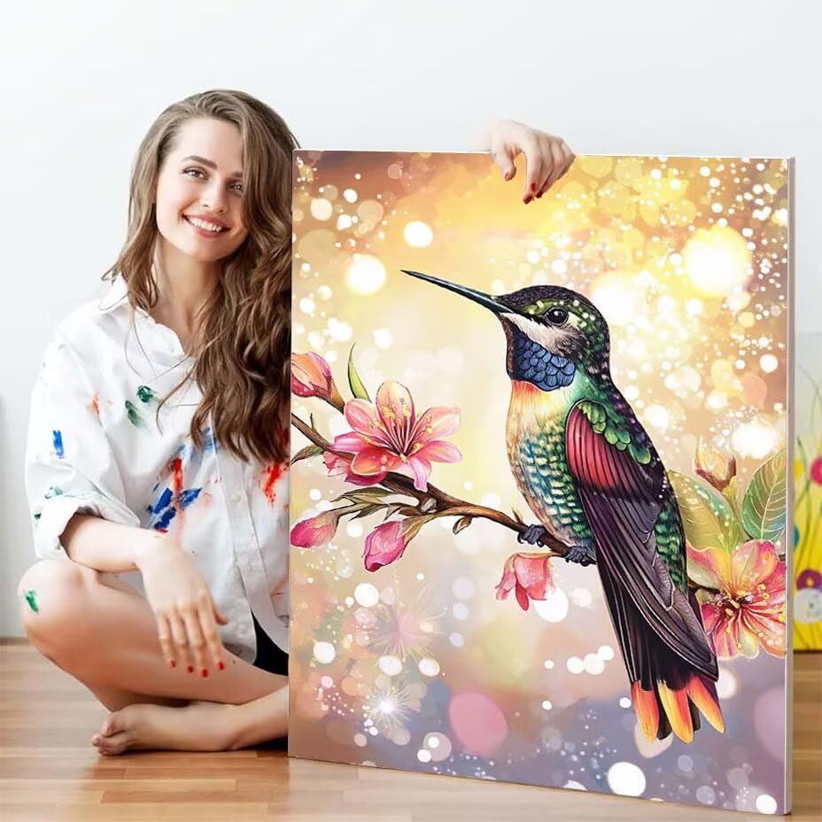 Pintar con numeros adultos pajaro para decorar el salon con arte DIY 3