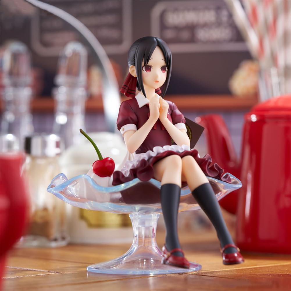 DEXSHUN Shinomiya Kaguya figurka Anime Shinomiya Kaguya/Fujiwara Chika, kubek deserowy, siedzący, figurka, model PCW, figurka akcji, anime, merch, dekoracja, ornamenty, prezent dla fanów, 13 cm