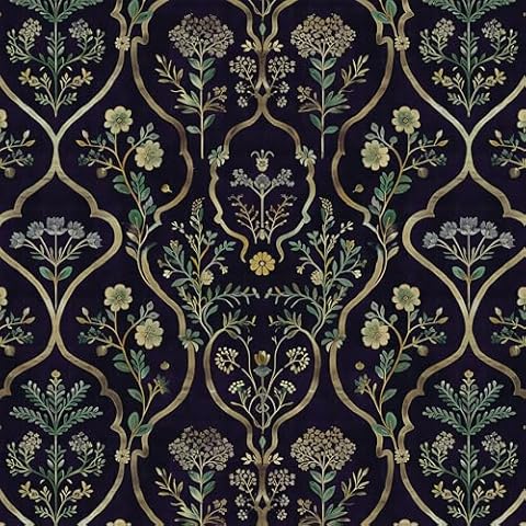 Jeweluck Floral Peel and Stick Wallpaper Vintage Floral Contact Paper 15.7inchx118.1inch Boho Floral Wallpaper Contact Paper Peel and Stick Removable Self Adhesive Wallpaper for Bedroom Decorative Cover