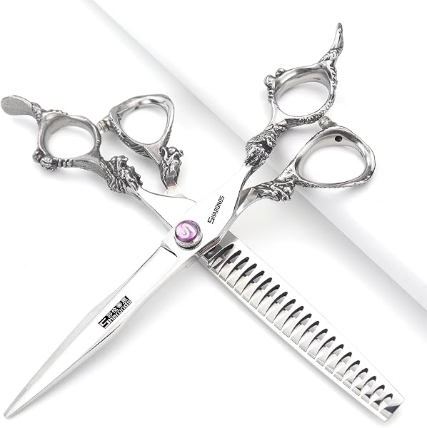 Poignée de robinet de ciseaux à cheveux professionnels 6/7 / 7.5/8 / 9 pouces pour coiffeur (6 pouces 2 pièces-D) - 3