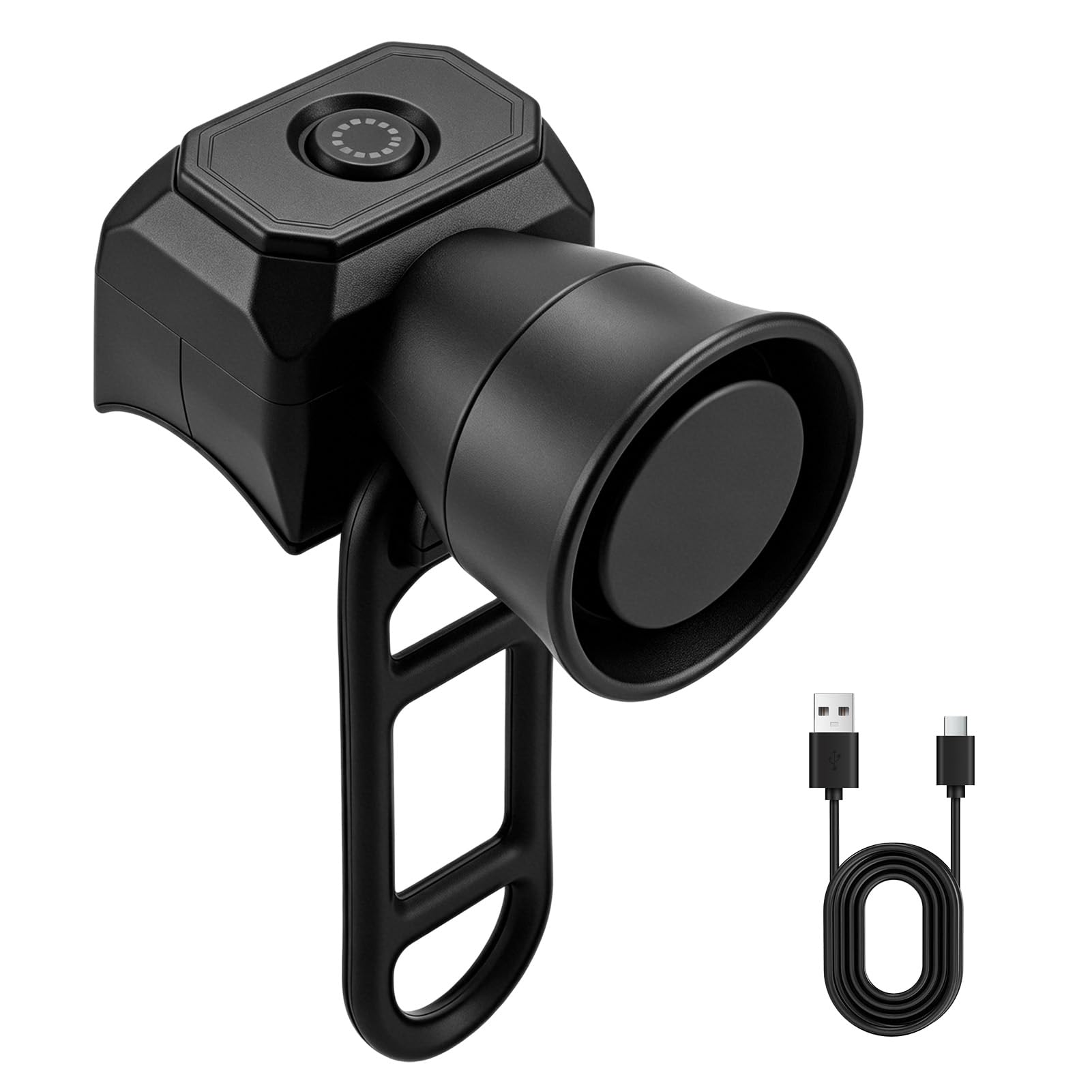 Sonnette Velo Electronique 120dB IPX4 Rechargeable USB 5 Modes Alarme Velo Noir