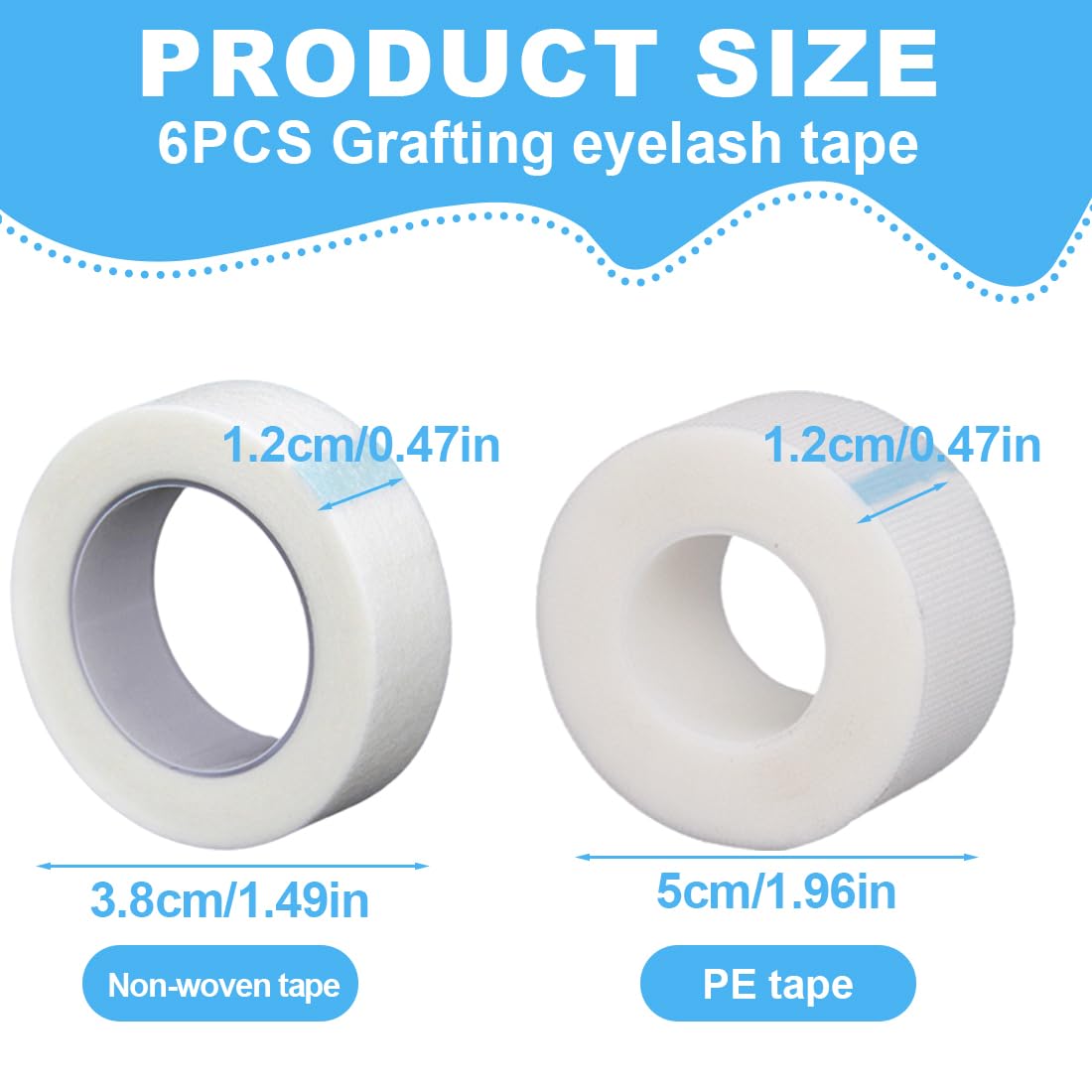SGERUFZ 6 Rotoli Nastro per Ciglia, Nastro Adesivo Ciglia Traspirante, Nastro Isolante per Ciglia, per Extension DIY, laminazione ciglia, accessori make up (zwei Materialien)