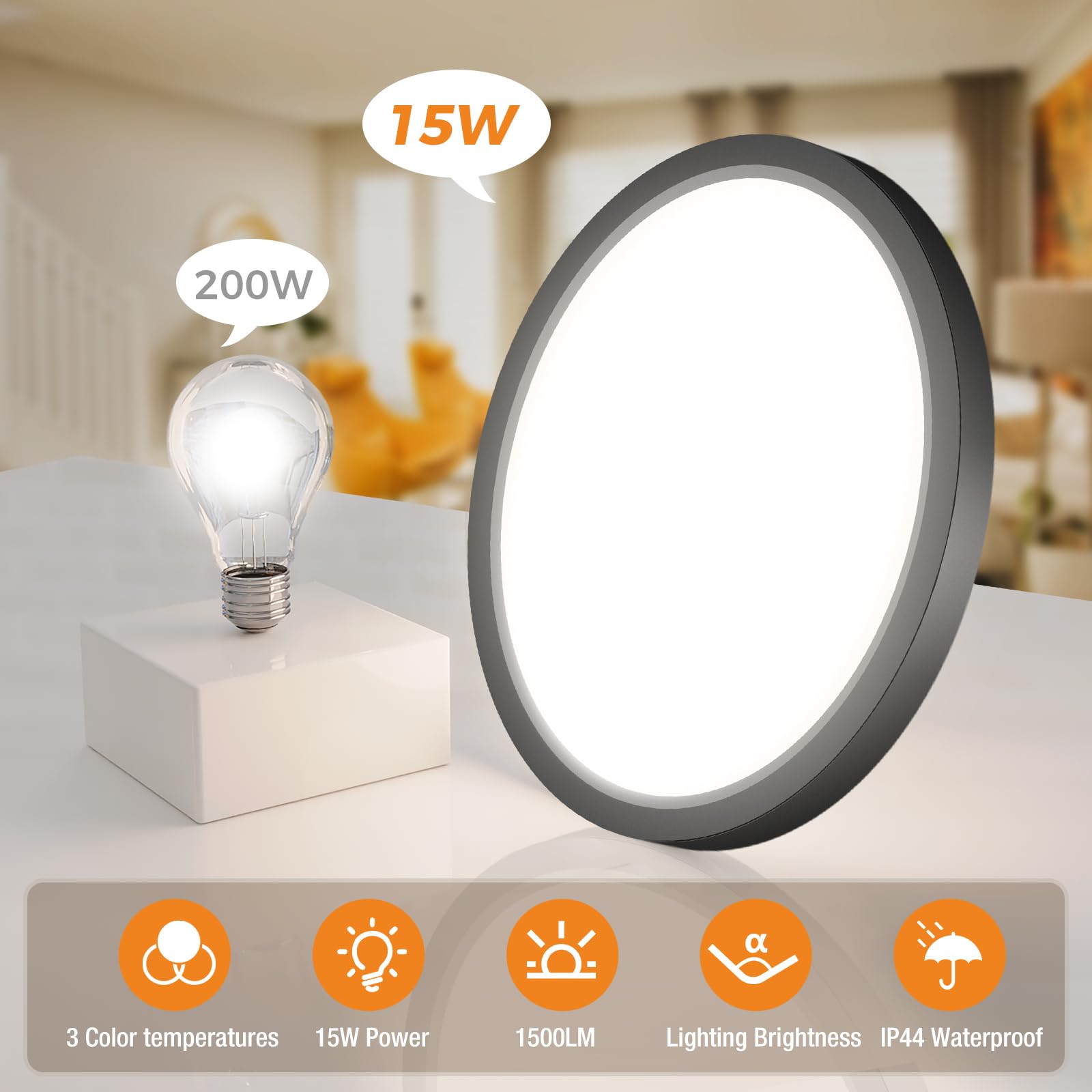 slochi 4Pack Bathroom Light, 3000K/4000K/6500K 3 Color Temperature, Waterproof IP44, Small, Round, Modern - Image 4
