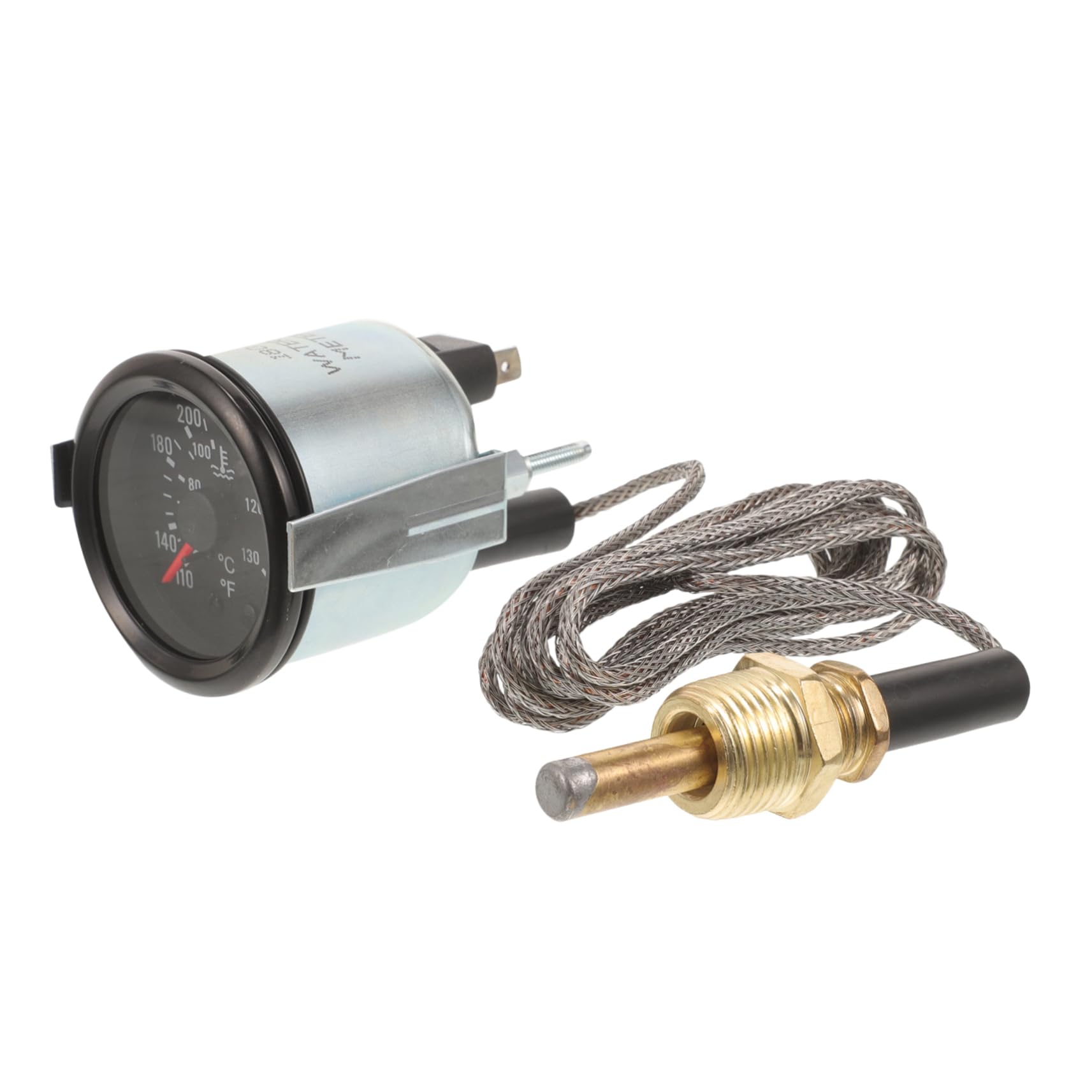 Misuratore Temperatura Acqua 52mm con Sensore, Doppia Scala | Indicatore Argento in Abs e Metallo, per Auto e Veicoli, Montaggio DIY