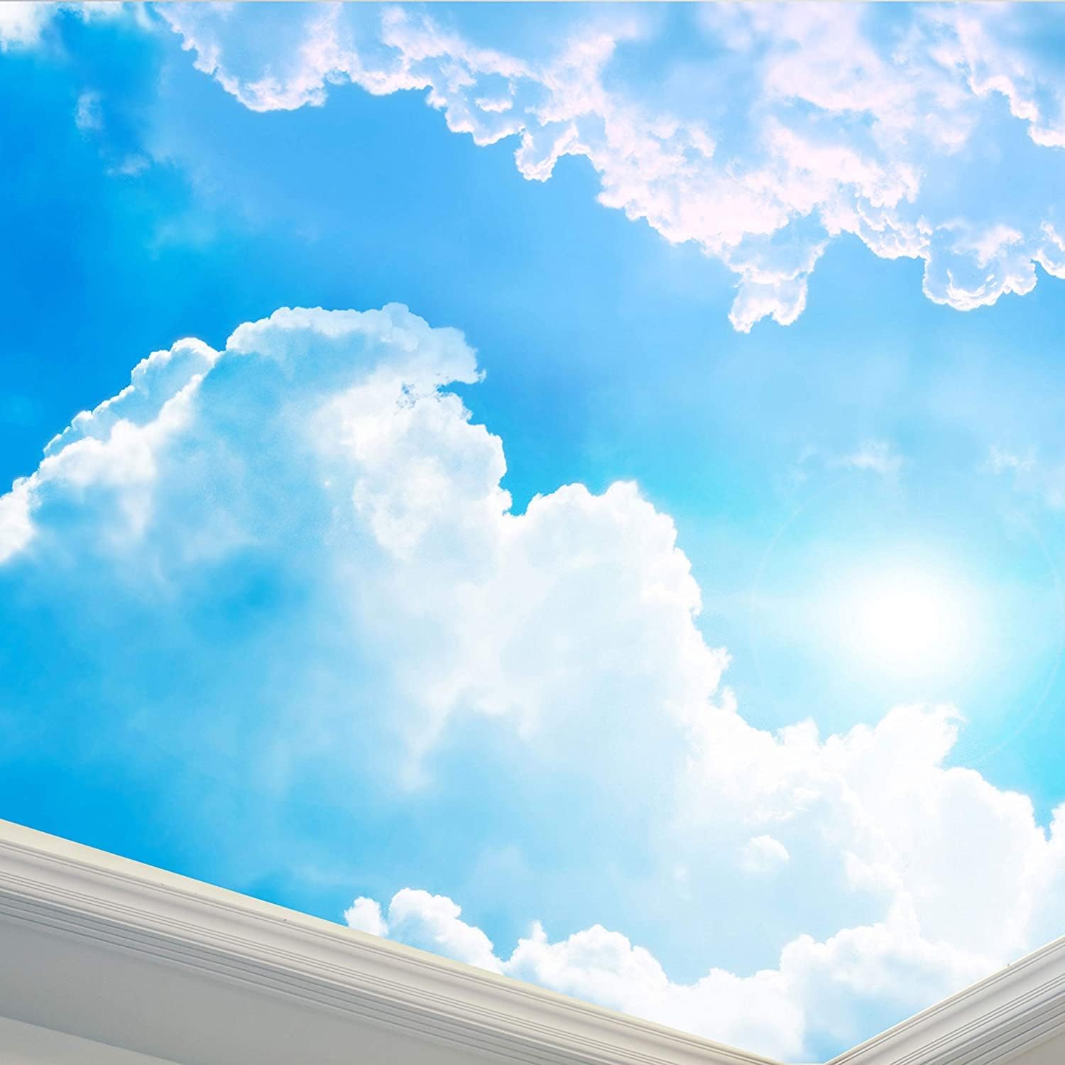 Blue Sky and Clouds Wall Mural (20X30) - Natural Scenery Design with Self-Adhesive Wallpaper - Easy to Install Peel and Stick Removable Decor for Living Room, Bedroom, Kitchen - Safe for Walls