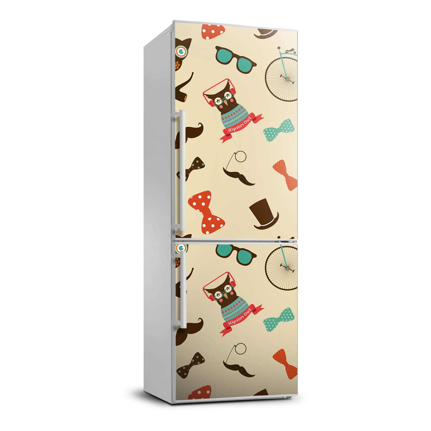 Autocollant frigo 60x180cm hibou à vélo Tulup pour habiller un réfrigérateur