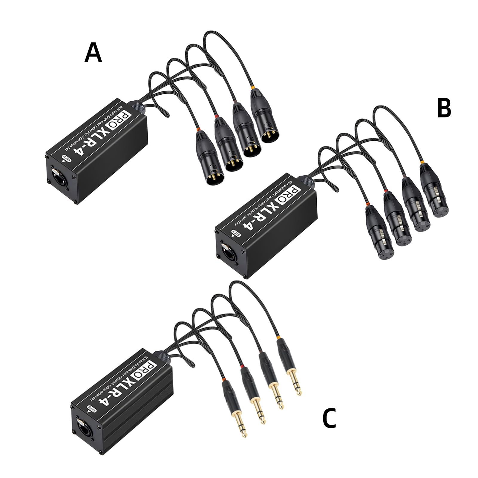 Convertidor auditivo XLR de múltiples interfaces, largo, boca pública | Carcasa de metal con estructura de blindaje para equipos de escenario profesionales y en vivo