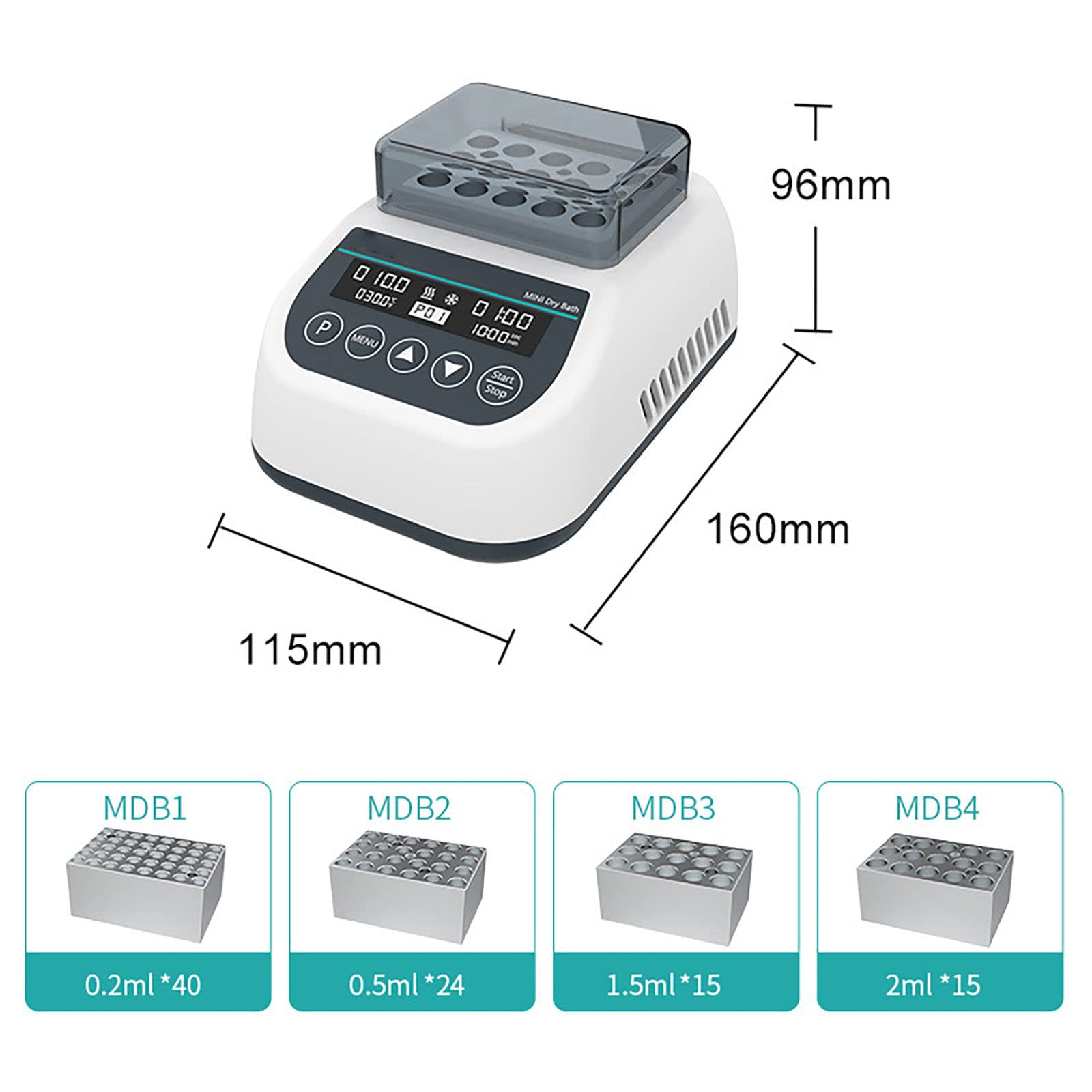 Miniaturowa metalowa łaźnia z zabezpieczeniem przed przegrzaniem, wielopunktowa, cyfrowa, termostatyczna grzałka laboratoryjna 0,2 ml/0,5 ml/1,5 ml/2 ml MDBheating-MDB3