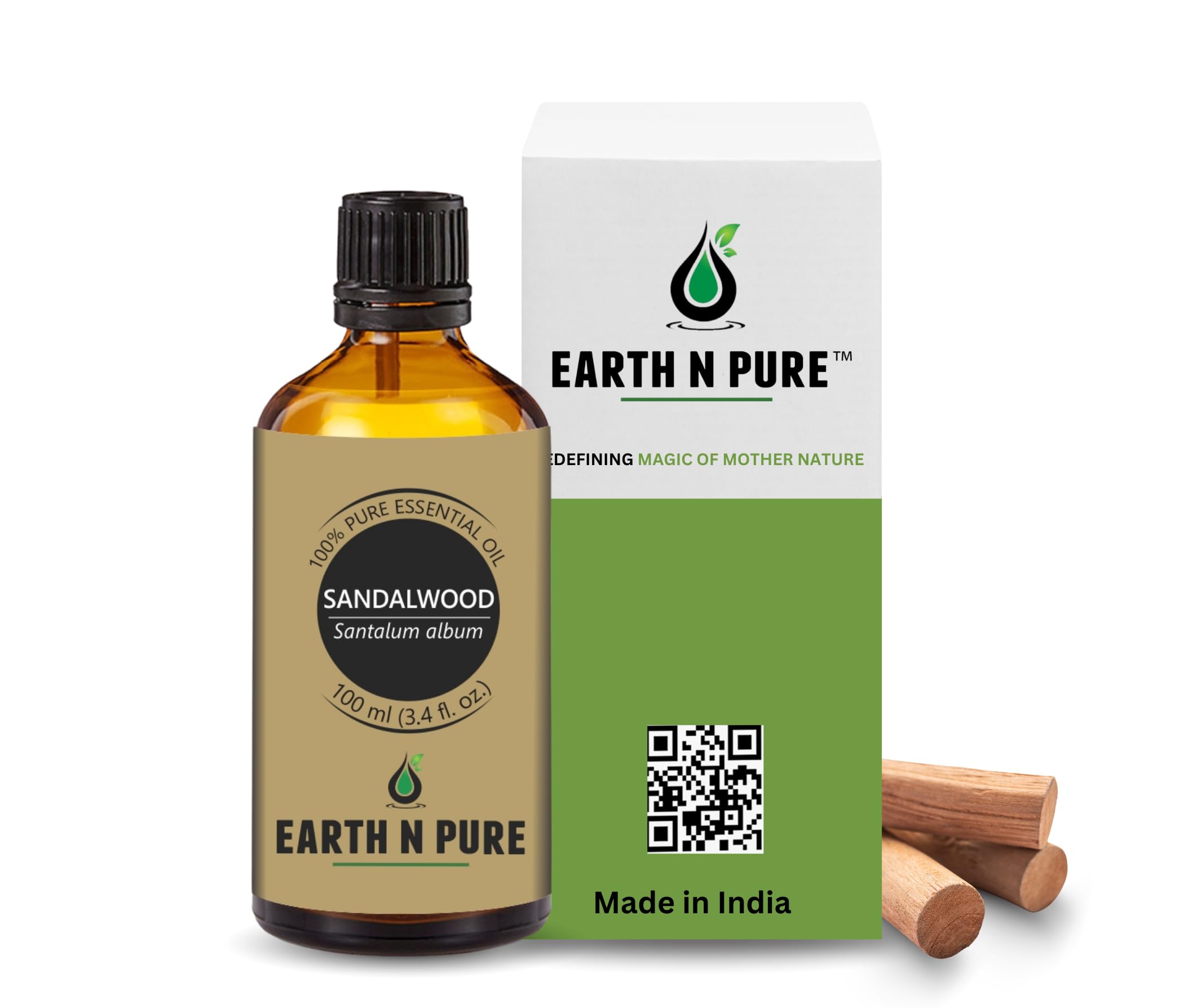 Earth N Pure Sandalwood (Chandan Oil) Essential Oil for Skin- Natural and Therapeutic Grade - 100 ml