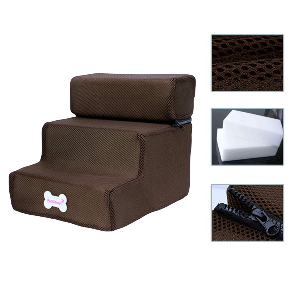 Pet Steps Hondentrap Kattenstappen 3 lagen Huisdier Helling voor Hoge Bedden Duurzaam Anti-slip Afneembare Spons Hondenbed Trap Huisdier Trap Helling Ladder voor Kleine en Oudere Honden Diep Blauw