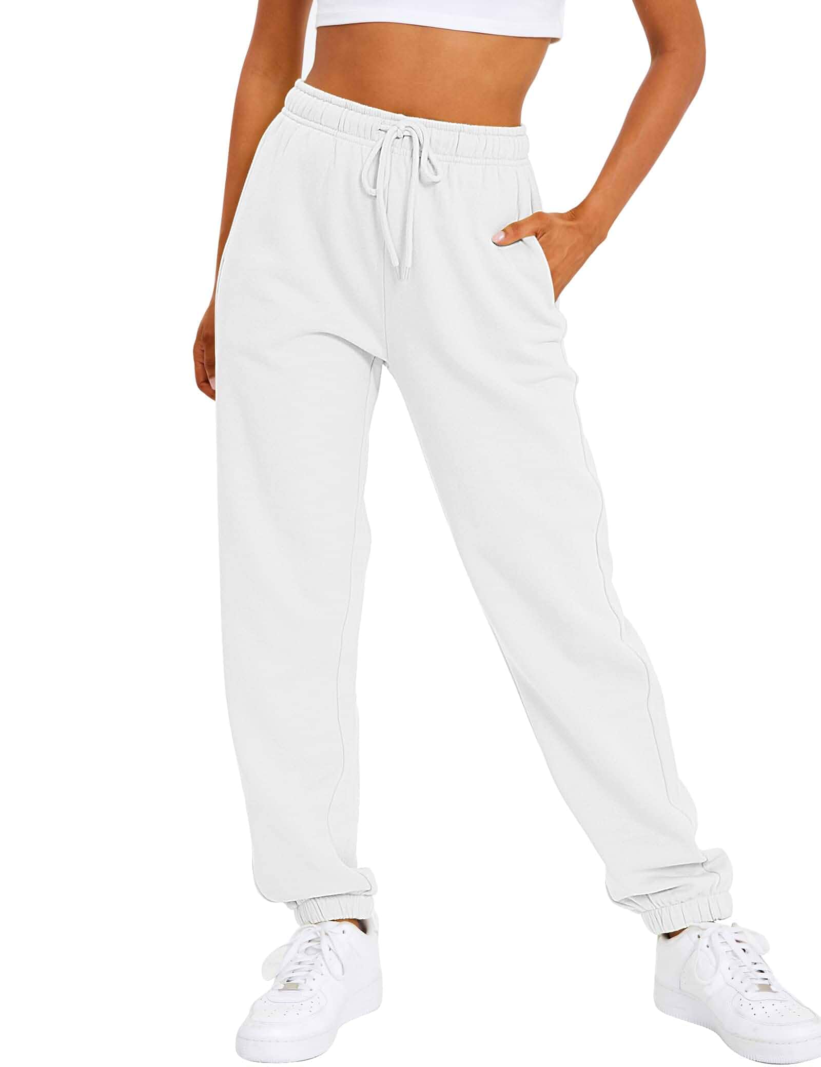 AUTOMET Womens Sweatpants Baggy Fleece Lined Sweat Pants Fall Winter Outfits High Waisted Straight Leg Drawstring Casual Athletic Lounge Joggers