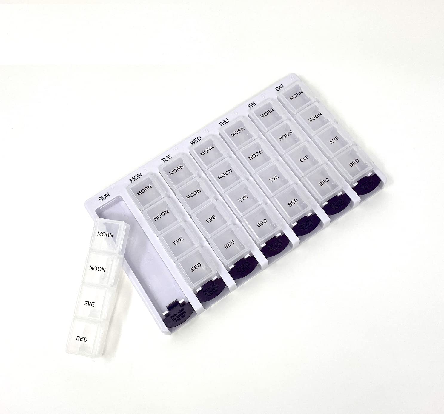 Weekly AM PM Pill Box Portable Travel Prescription Medication Pill Case Organizer 7-Day 4-Times-A-Day with Large Removable Compartments