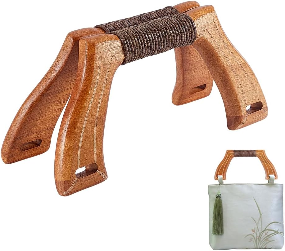 PH PandaHall 2PCS Trapezoid Bag Handles 3.5x7.2inch Wooden Purse Handle Bag Handles Brown Replacement Wood Purse Making Supplies for Women DIY Handmade Beach Handbags Macrame Bag Crochet Straw Gags