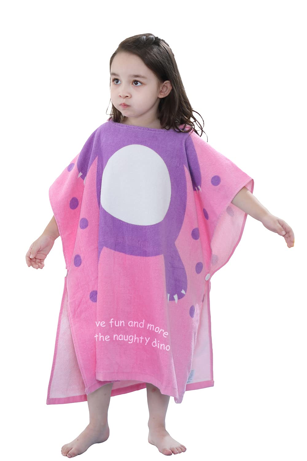 Kids Hooded Beach Towel - Dinosaur Theme Quick Dry Bath Towel Wrap For Boys & Girls, 35x60 Inches