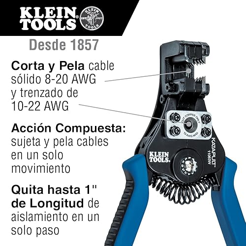 Miniatura 7 de Klein Tools 80013 Kit de herramientas de cableado con pelacables automático y crimpadora de trinquete, gran kit de herramientas eléctricas, 2 piezas