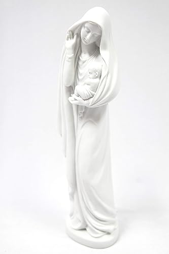 Miniatura 3 de Estatua blanca de la Virgen María con el bebé Jesús niño de 18 pulgadas, estatua blanca hecha en Italia