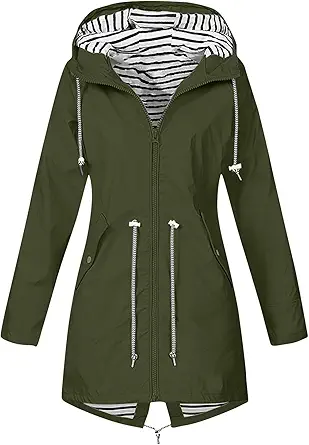 OIOLOYJM Yellow Rain Jacket Womens Waterproof with Hood Light Weight Jackets for Women Casual Fall Winter Plus Size Raincoat
