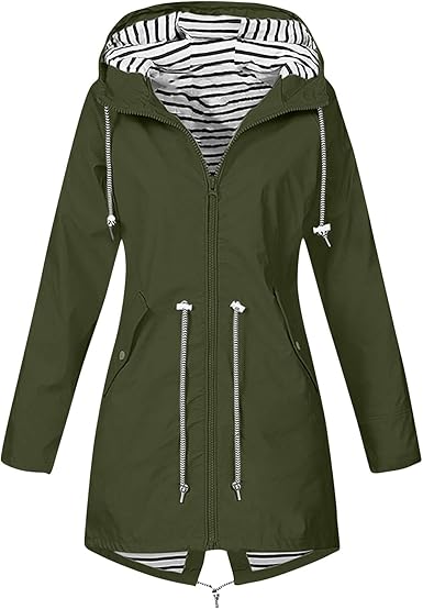 OIOLOYJM Yellow Rain Jacket Womens Waterproof with Hood Light Weight Jackets for Women Casual Fall Winter Plus Size Raincoat