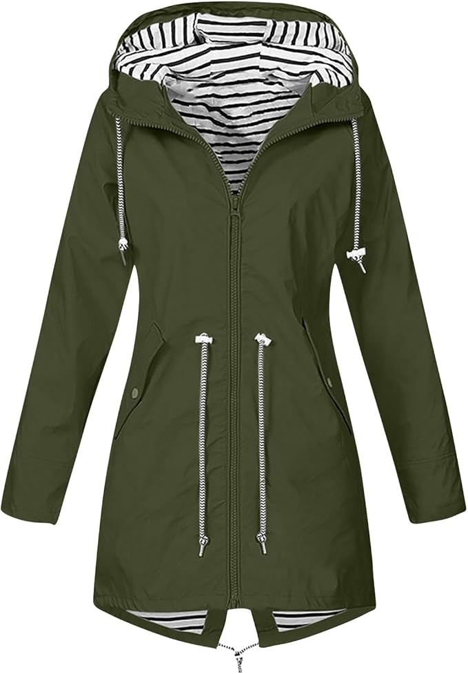 OIOLOYJM Yellow Rain Jacket Womens Waterproof with Hood Light Weight Jackets for Women Casual Fall Winter Plus Size Raincoat