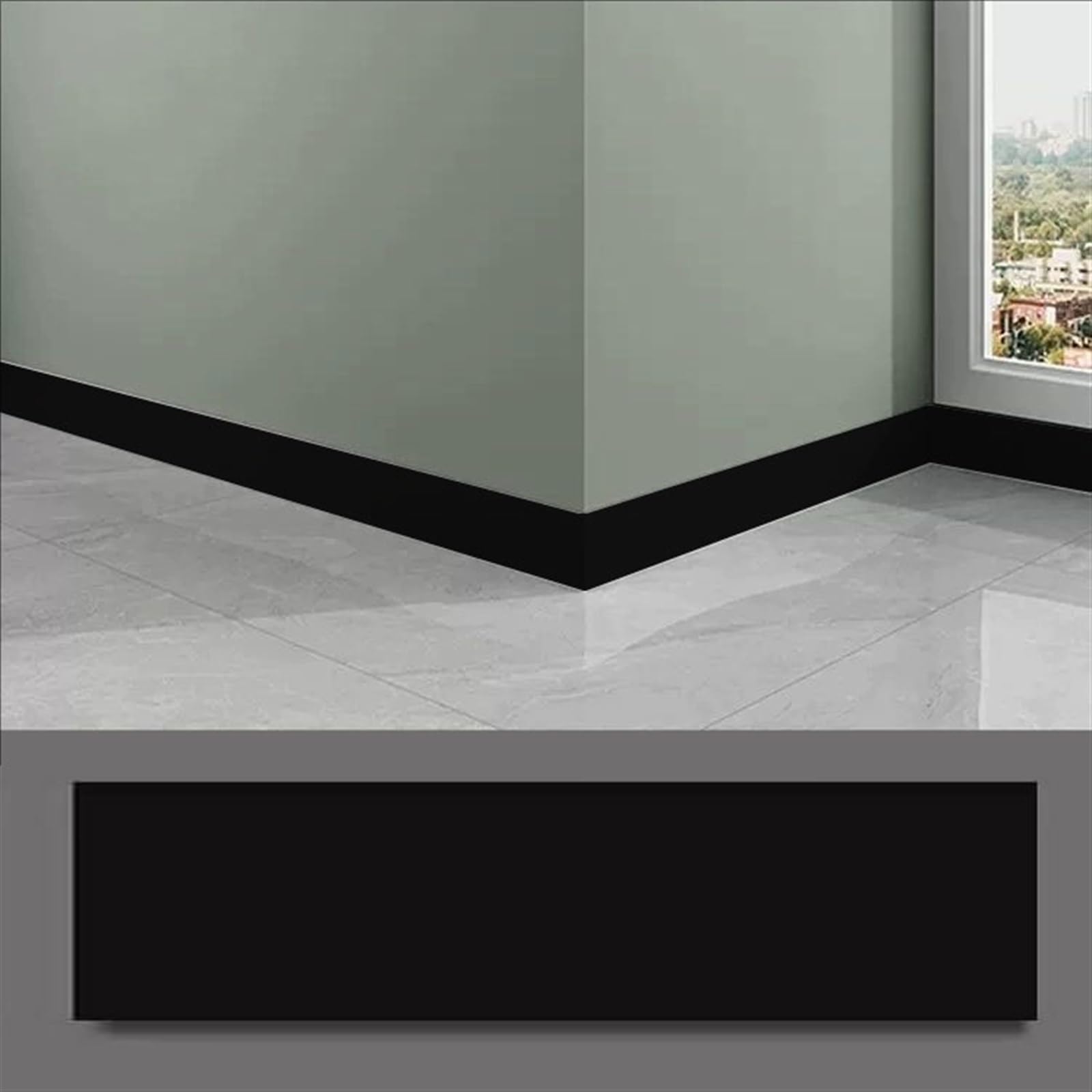 Moulures murales auto-adhésives premium noir laqué pour encadrements de prestige
