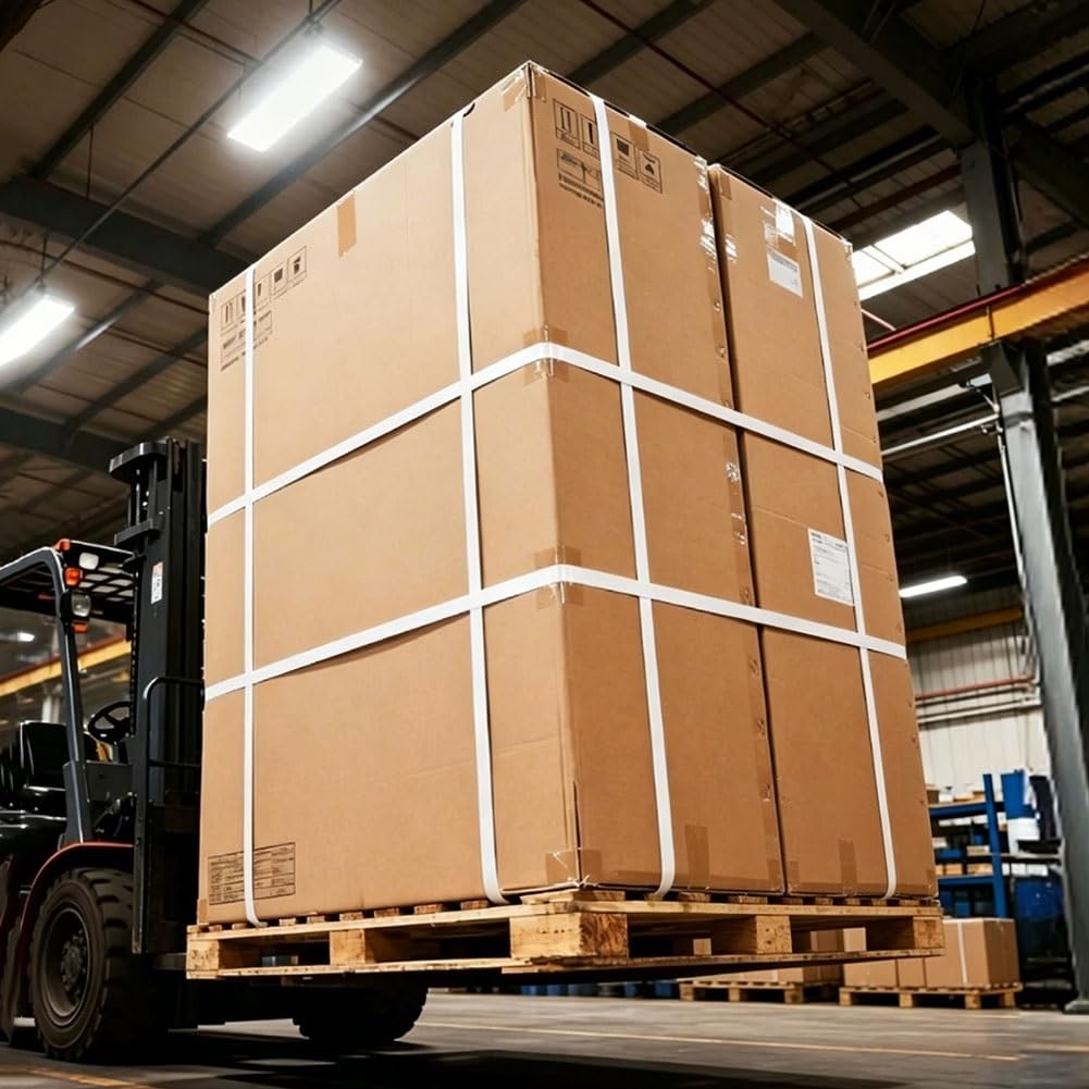 Rolle Aus Gewebtem Umreifungsband, Polypropylen (PP) Umreifungsband, Hohe Reißfestigkeit (1300 Lbs), für Paletten, Kartons & Industrieverpackungen, Weiß(White/15)
