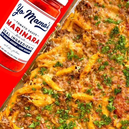 Image of Yo Mama's Foods Keto Marinara Pasta Sauce - (3) 12.5 Ounce Jars - No Sugar Added, Low Carb, Low Sodium, Gluten Free, Paleo Friendly, and Made with Fresh, Non-GMO Tomatoes