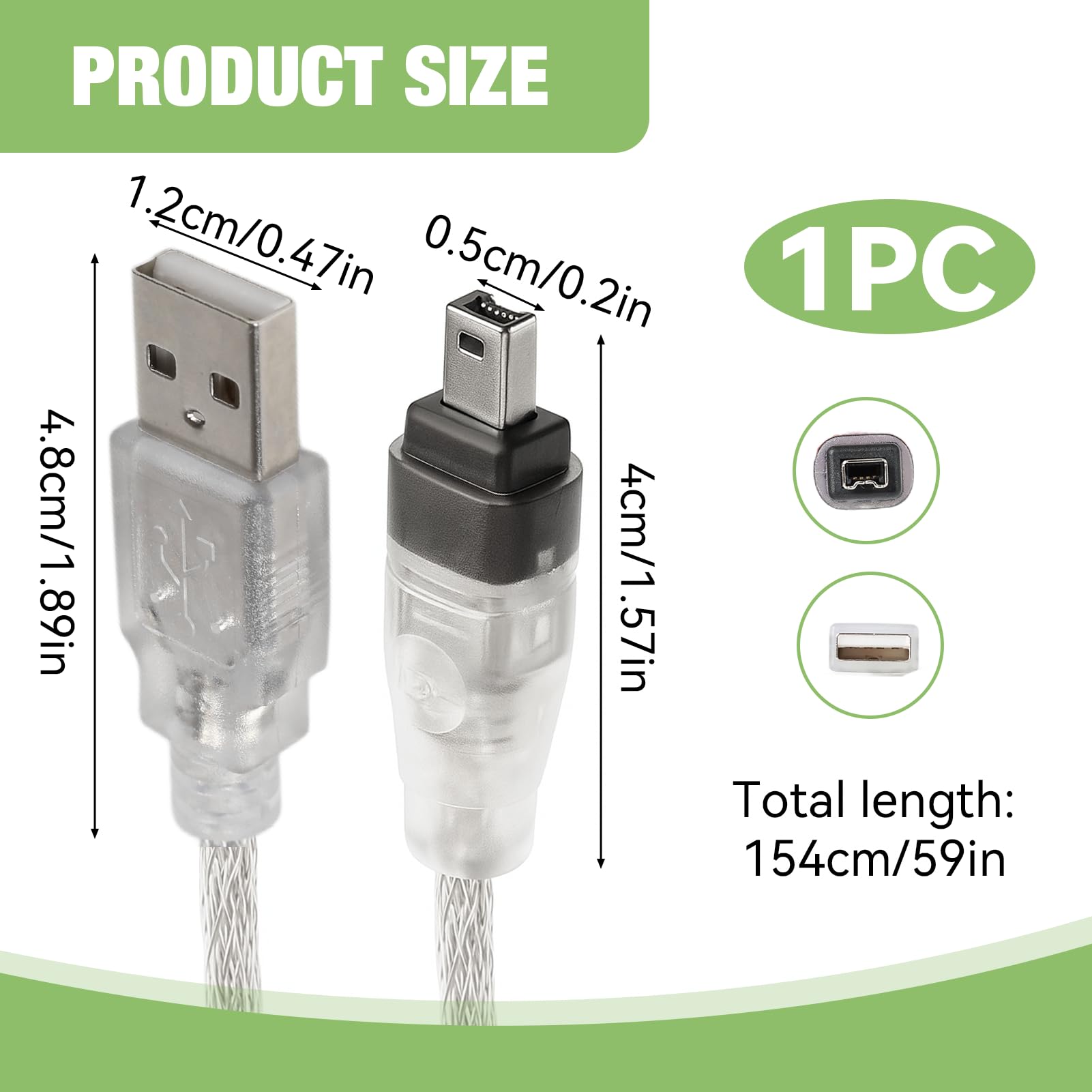 FireWire na USB C 1394 4-pinowy kabel przejściowy męski