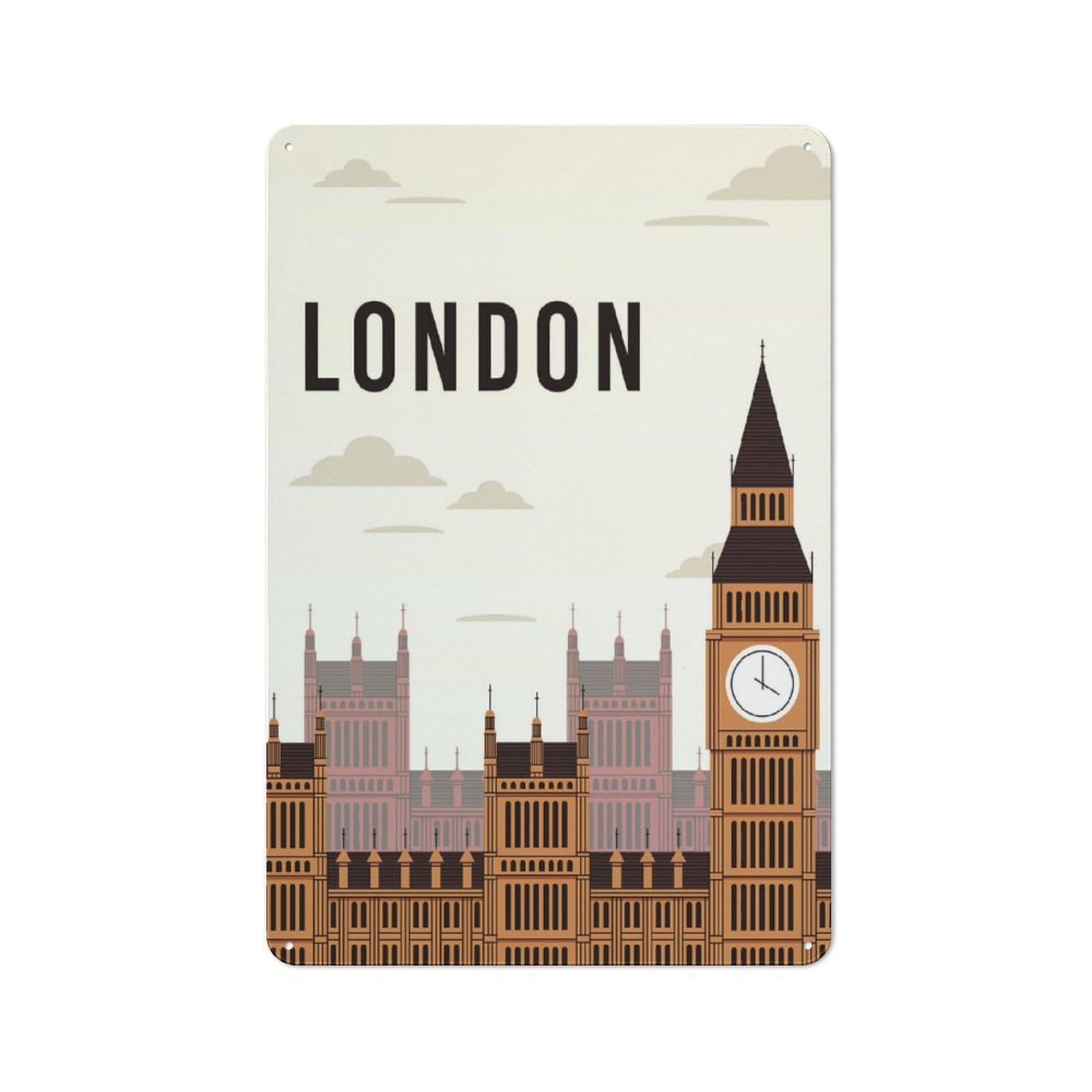 Junmoney London Metal Wall Sign 30X20cm Featuring For Home Bar Wall, Housewarming Present For People Styling Home Bar