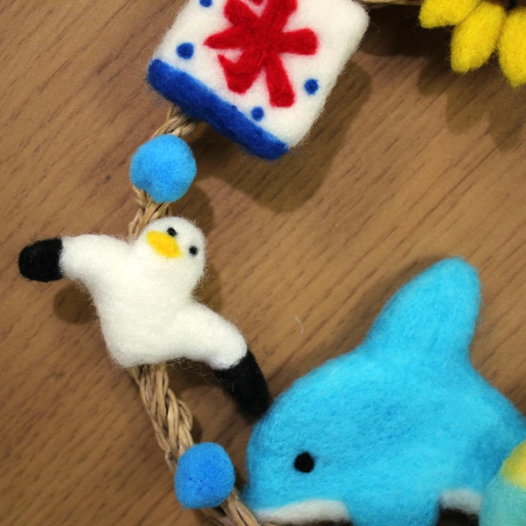 Amazon.co.jp: イルカと夏の思い出リース 羊毛フェルト ハンドメイド