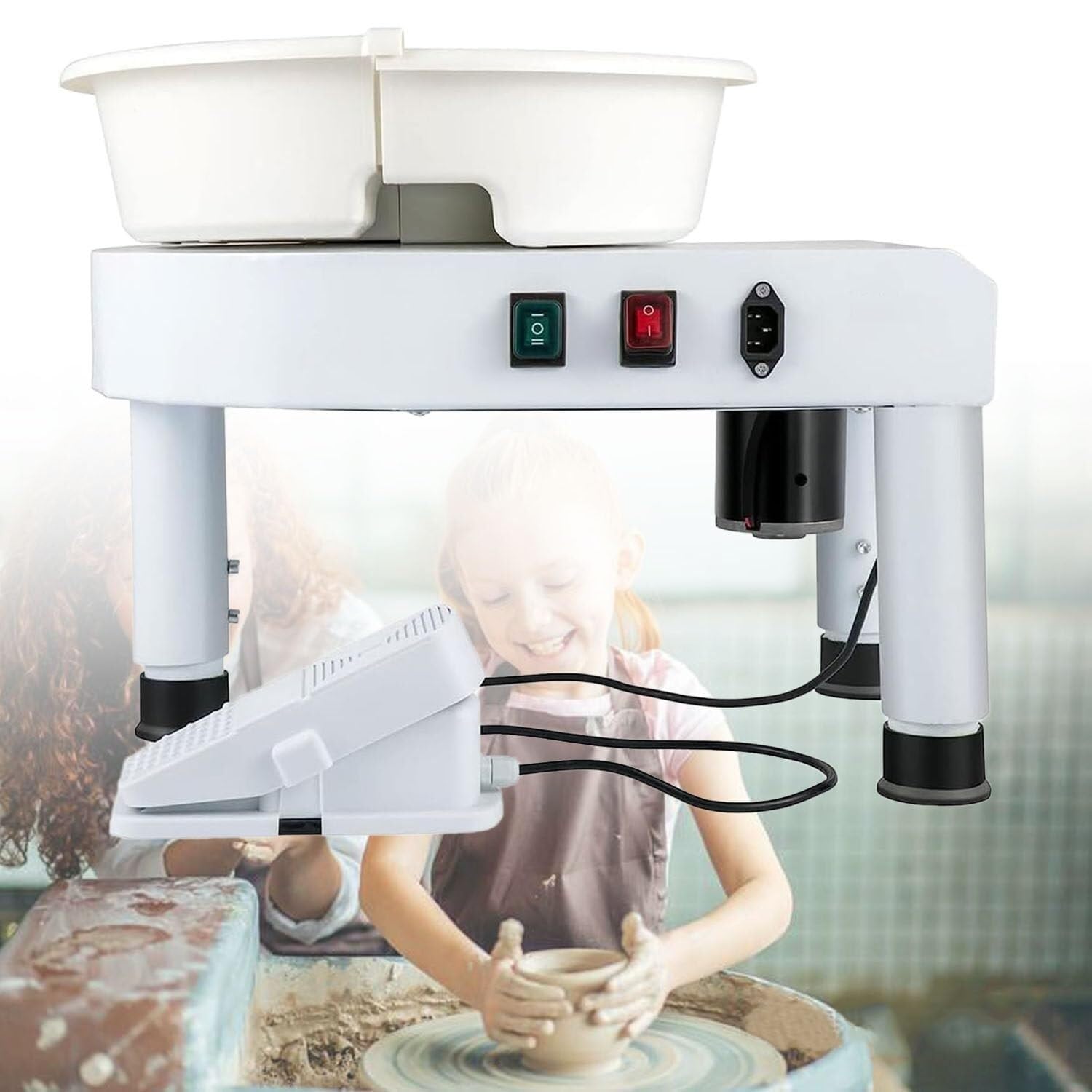 Pottery Wheel Forming Machine, Electric Pottery Wheel Machine Clay Ceramic Shaping Art DIY Work Tool Kit(35cm)