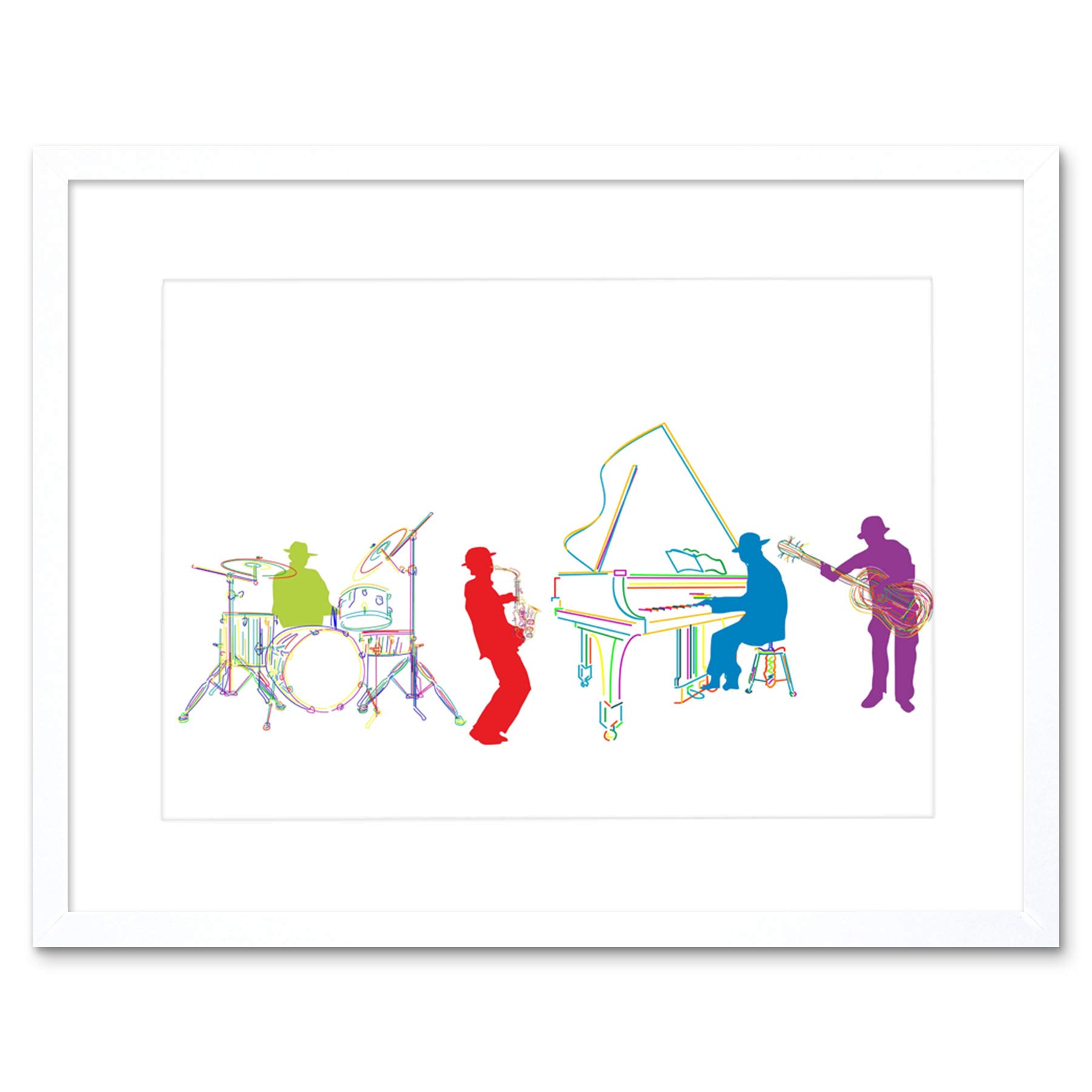 Wee Blue Coo Jazz Piano Blues Drums Saxaphone Music Home Framed Art Print Picture F12X452