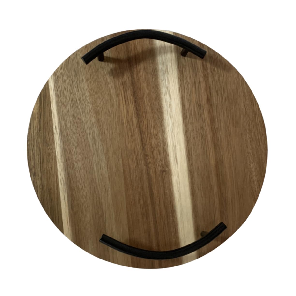 Holztablett Rund Mit Griffen Für Servieren Snacks Obst Frühstück Kuchentheke Couchtisch Holzplatte Handgehaltenes Snackbehälter Desserttablett