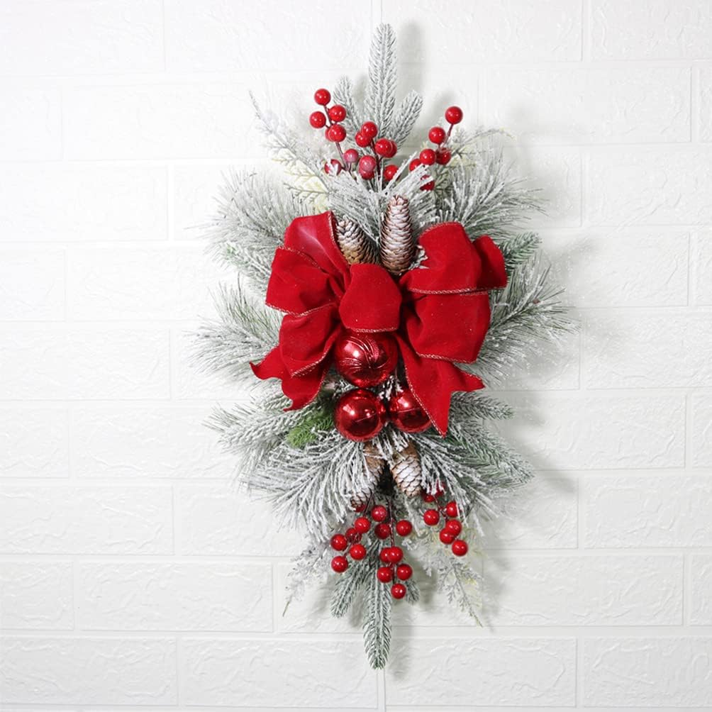 Alasum Christmas Report Lost Coronas para Puertas De Entrada Outdoor Christmas Swags Ornament Wreath Pine Wreaths for Front Door Decorations Party Decors PVC White
