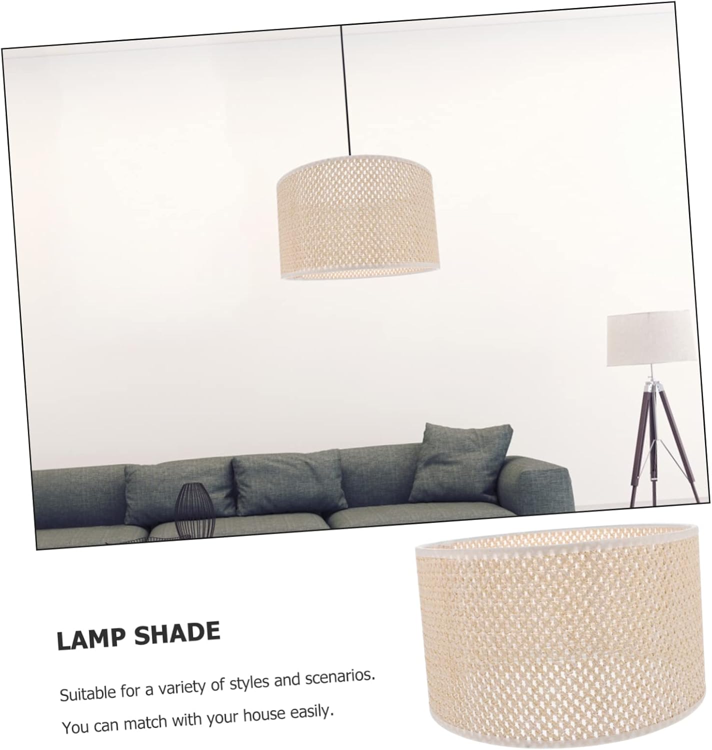 OSALADI 1pc E27 Woven Lampshade Rattan Lamp Shade Floor Lamp Shade Vintage Replacement Burlap Wicker Lamp Simple Lampshade Light Cover Desk Desk