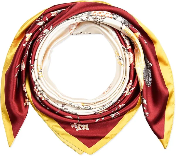 corciova 35 x 35 Large Square Hair Scarf for Women Silk Like Curly Headband Tie Sleeping at Night Fashion Bandana Headscarf