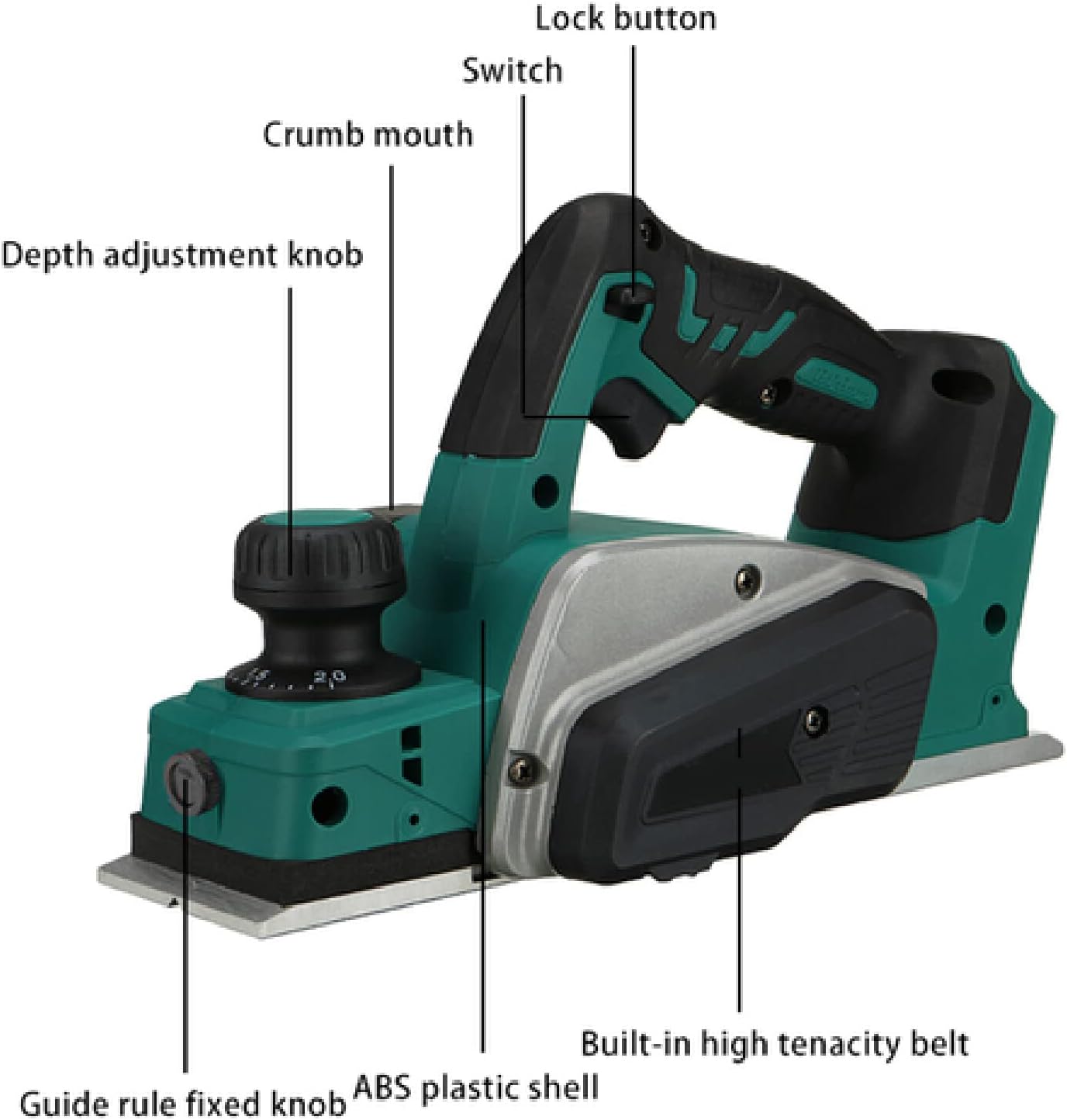 Electric Hand Planer, Cordless Electric Hand Planers Woodworking, With 2 batteries, Portable Handheld Wood Planer Woodworking Power Tool Powerful Electric Wood Hand Planer