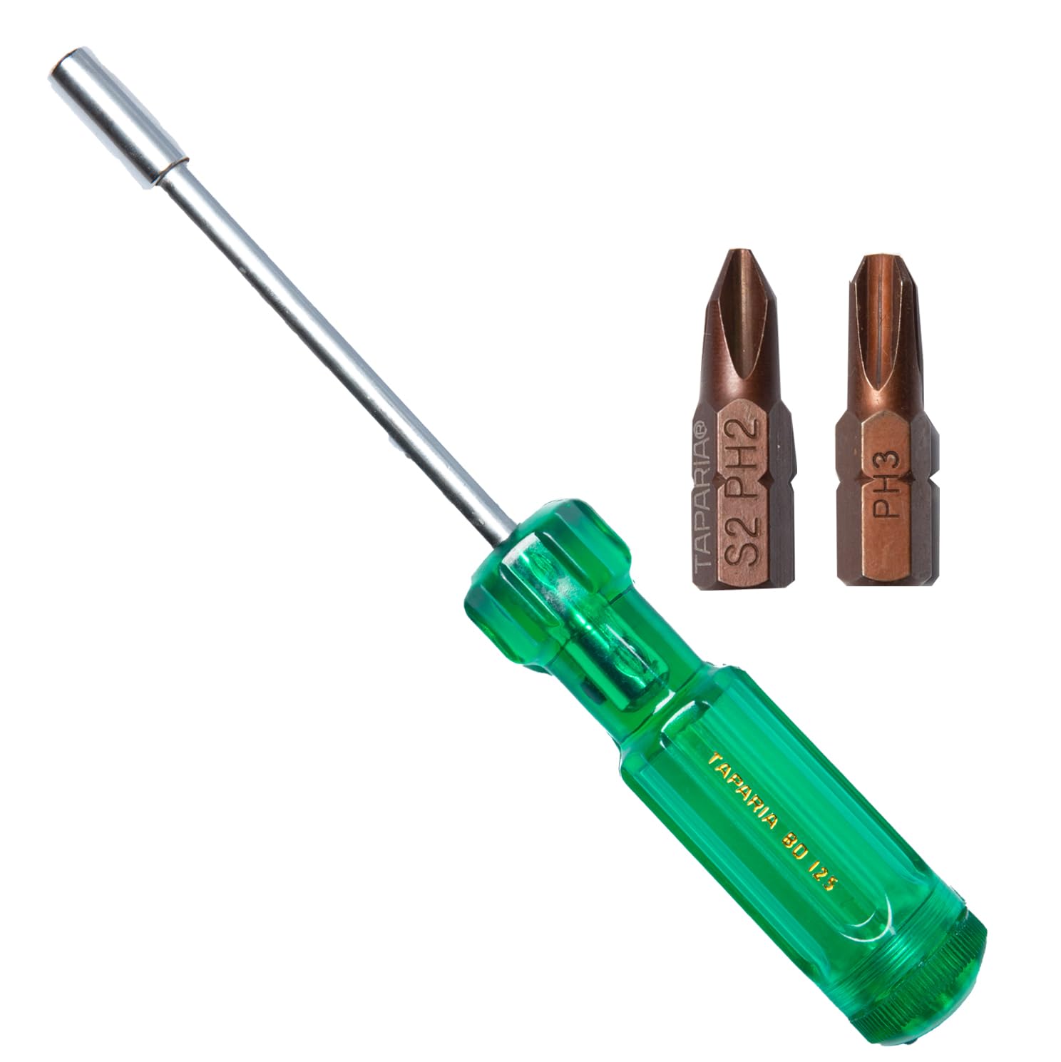 Taparia Make, Bit Holder Screwdriver with 25 mm Insert Bits of 1/4" Hex Shank, S2 Grade, Of Tip Size ph2,ph3, Suitable for DIY, Home, Professional & industrial applications