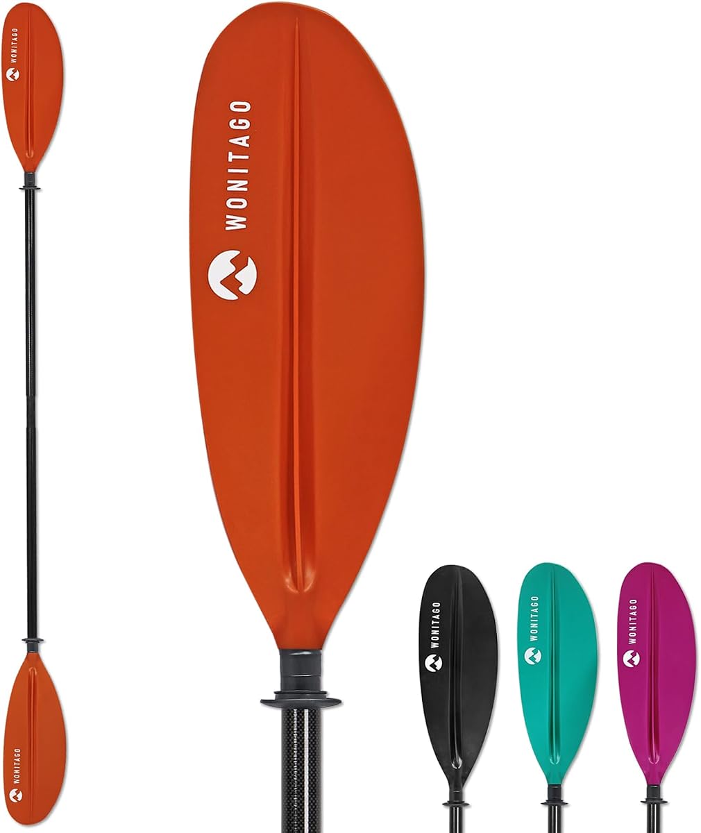 Paleta de kayak de fibra de carbono, remo de kayak ajustable, diseño flotante | Eje de carbono liviano y hoja de PP mejorada, 3 piezas, 86-94" (220-240 cm), 94-102" (240-260 cm)