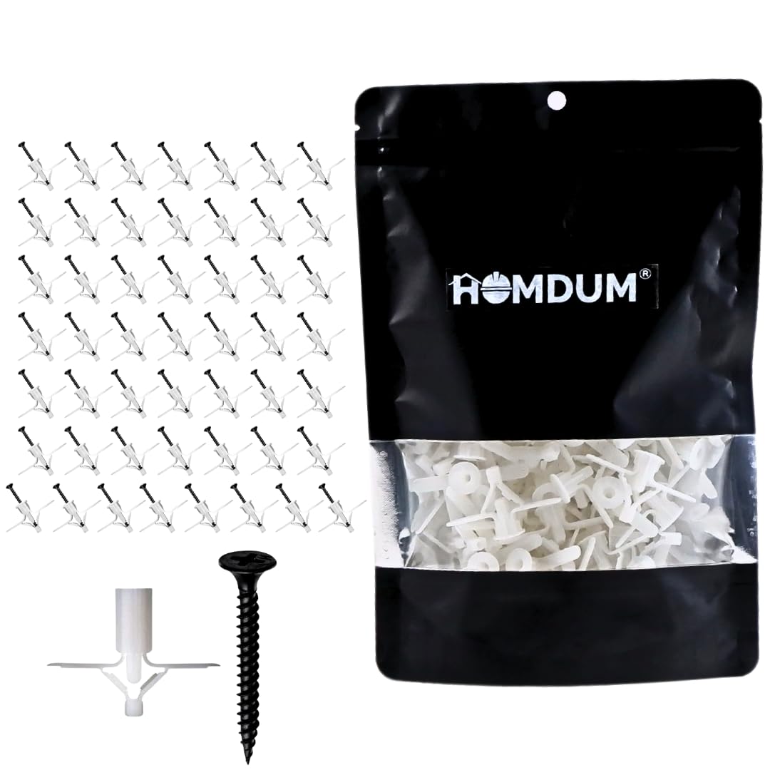 Homdum Toggle Drywall anchor - Butterfly Nylon Plug Size 10 x 35 mm 50 nos with Drywall screw 50 nos total items100 nos.-image-29