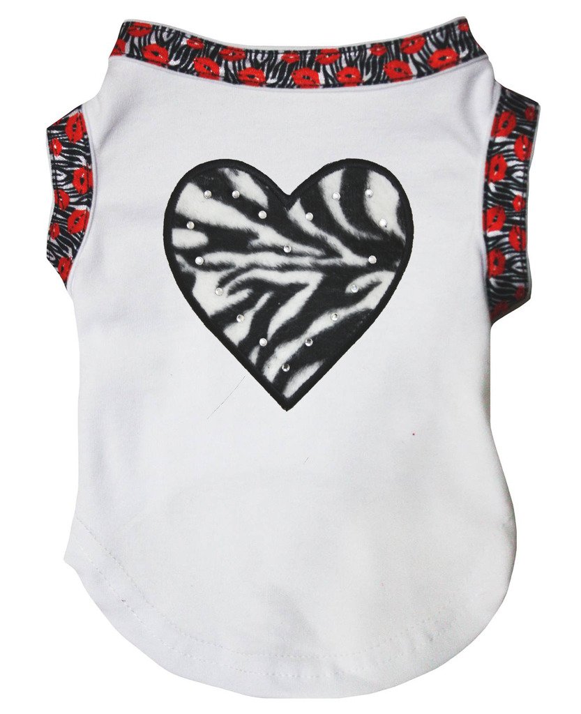Chiot vêtements pour chien coton blanc motif zèbre cœur lèvres