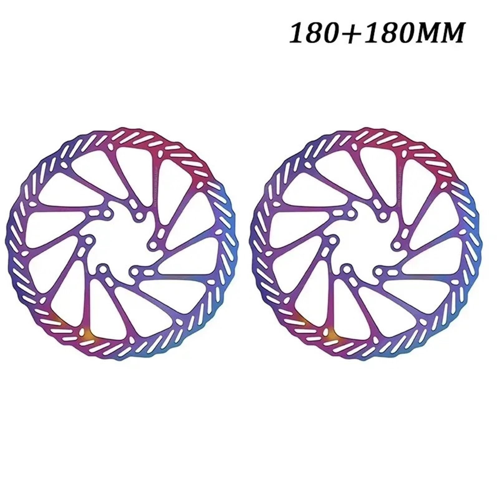 Discos de freno delantero y trasero Rotores de freno de disco hidráulicos para bicicleta de montaña, de acero inoxidable de alta resistencia, G3/HS1, 6 orificios, 2 unidades(G3-Colorfu-180-180mm)