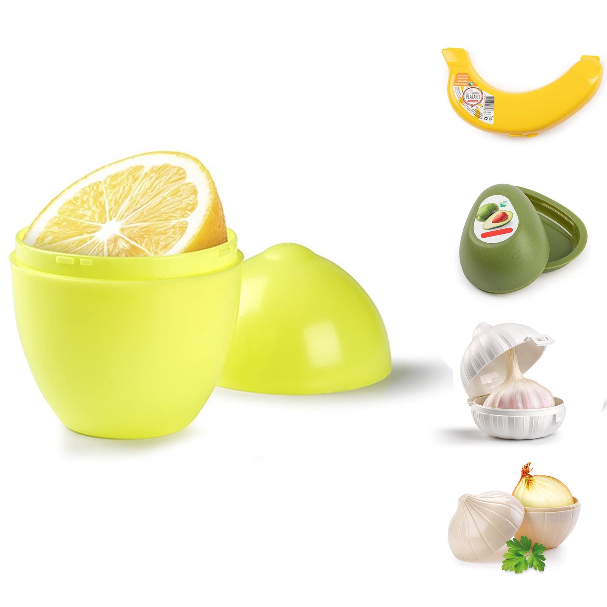 PLASTIFIC Plastic Reusable Vegetable Storage Box Lemon Keeper Safe Box Banana Case Lemon Saver Freezer Fridge Holder Left Over, Fresh-Keeping Cases (Lemon Saver Box)