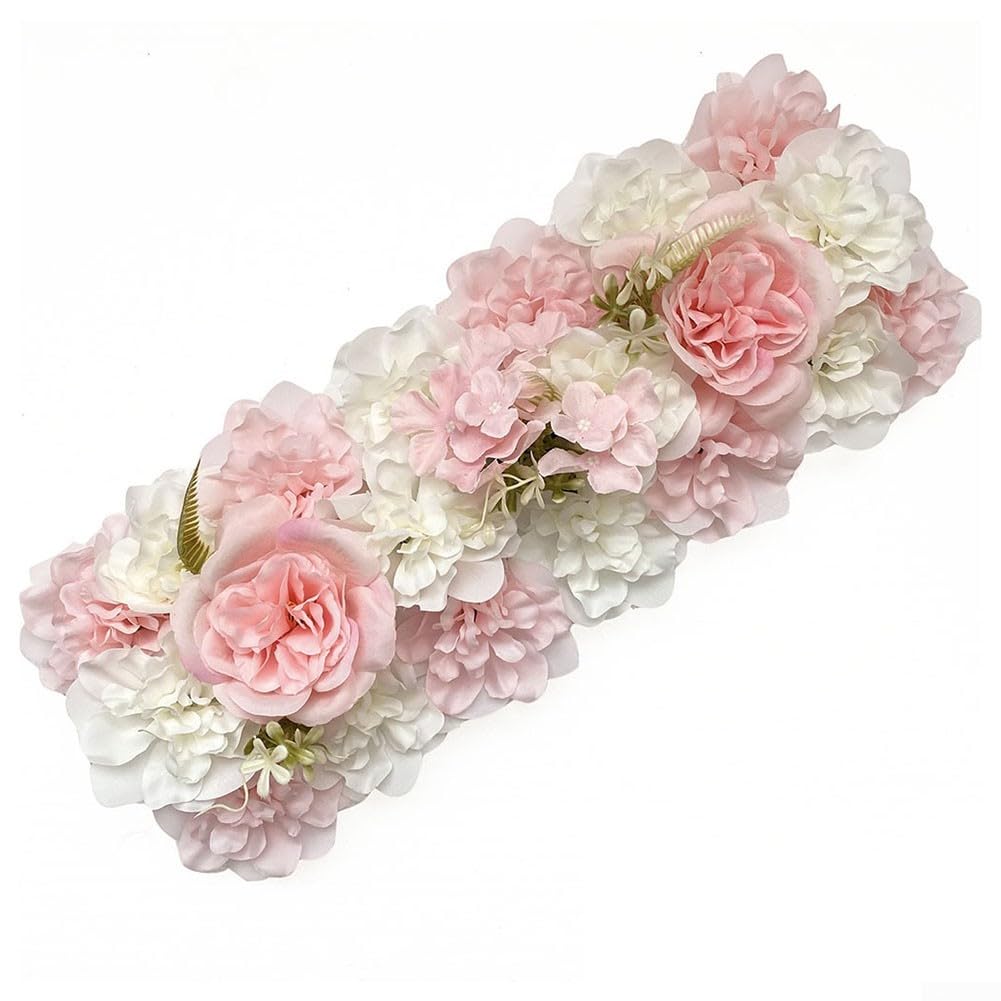 Panneau mural de fleurs artificielles, composition florale en soie synthétique pour arche de mariage, réception florale (rose clair)