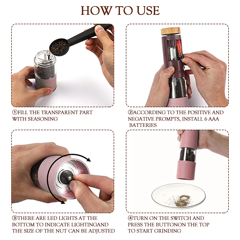 Amazon.co.jp: ソルトアンドペッパーミル、電動スパイスミル、ペッパー