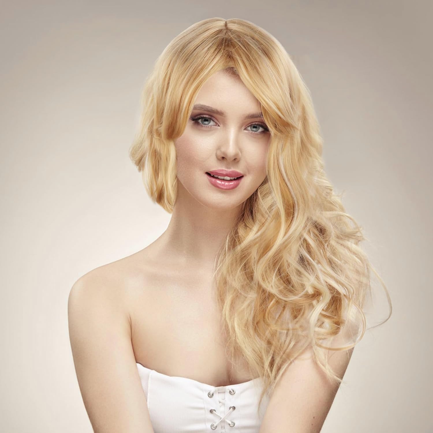 YEESHEDO Women's 28" 70 cm Cosplay Wig Long Wavy Curly Hair Ends with Bangs Wigs for Girls Heat Resistant Synthetic Wig for Party Costume Anime Halloween (Light Blonde) - Image 4