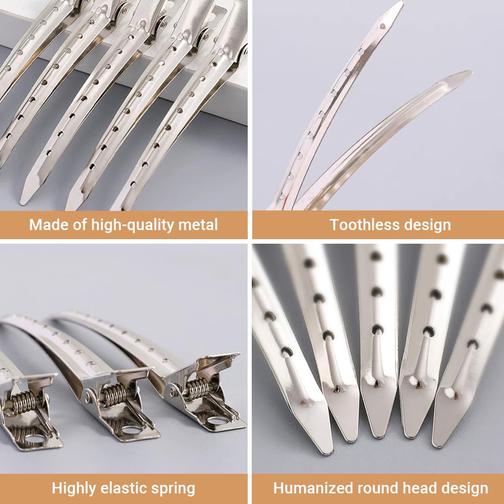 48 Pcs Pin Cur-l Clips, Silver Metal Hair Clips, 3.5 Inch Alligator Cur-l Clip with Holes for Hair Styling Coloring - Image 4