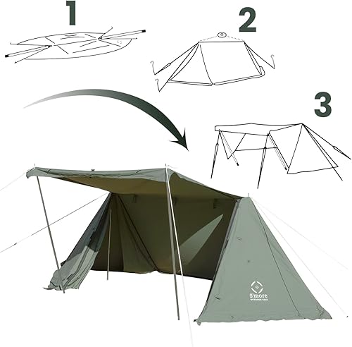 Miniatura 4 de S'more Canvas Camping Tent for 2 Person, 4 Season Tent with Porch, Weather Resistant Glamping Tent, Ideal for Car Camping,Outdoor,Hiking,Backpacking