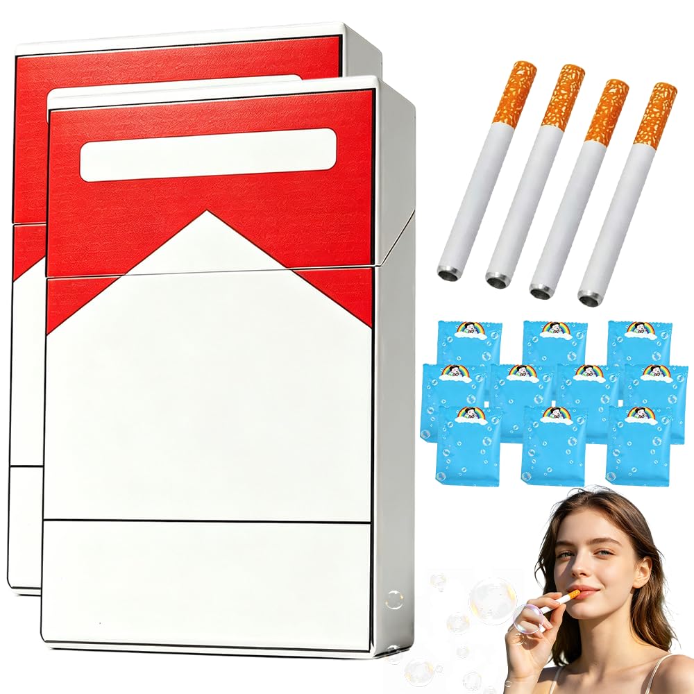 2 Set Bubble Toy Cigarette, Bubble Blowing Cigarette Stress Relief Toy, Blow Bubbles Cigarettes Sticks with Liquid for Men Women, Birthday Christmas Party Funny Gifts