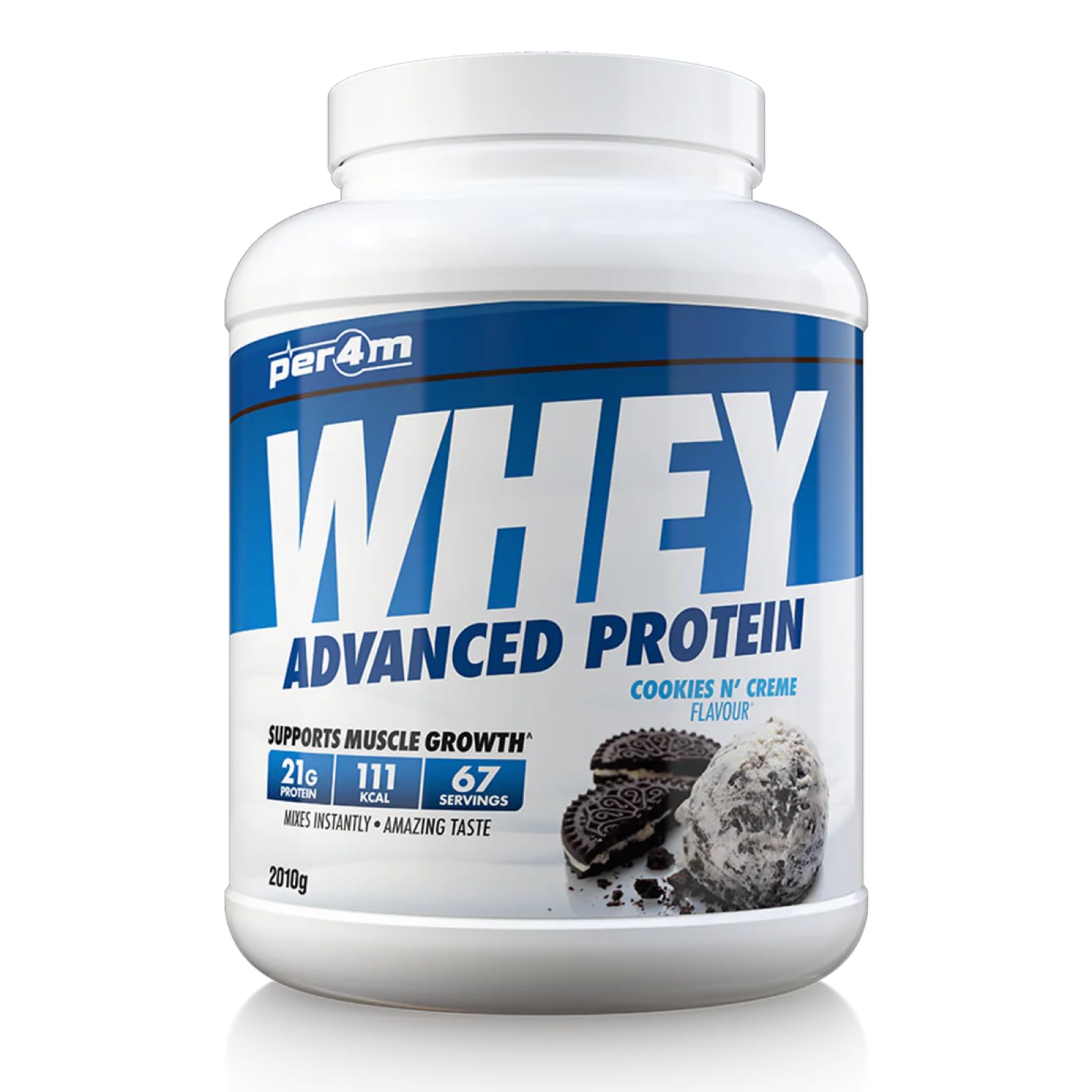 Per4m Protein Whey Powder | 67 Servings of High Protein Shake with Amino Acids | for Optimal Nutrition When Training | Low Sugar Gym Supplements (Cookies N Creme, 2010g)